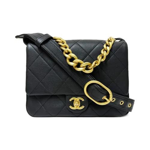 CHANEL Calfskin Shoulder Bag Crossbody Bag Unisex Black