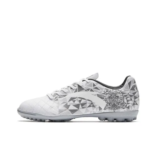 Anta TF Rubber Broken Studs Artificial Ground Wear-Resistant Soccer Shoes Men's Gray White