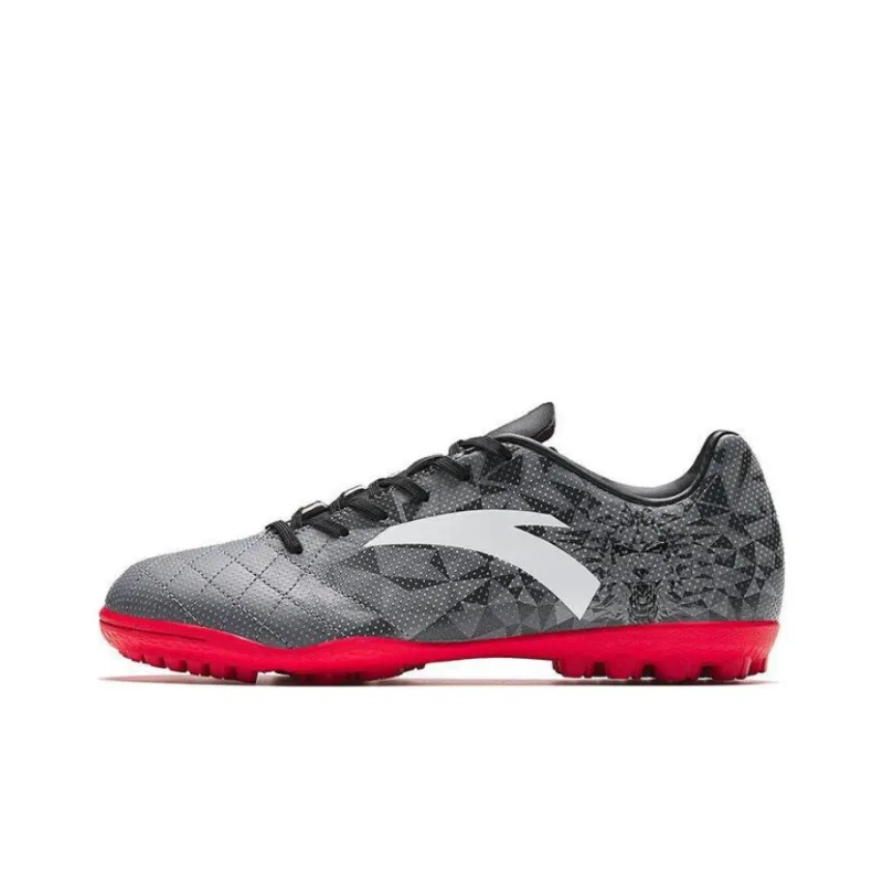 Anta TF Rubber Broken Studs Artificial Ground Wear Resistant Soccer Shoes Men's Gray Pink-0