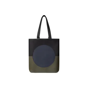HERMES Evergrain Calfskin With Evercolor Calfskin Handbag Men's Black/Midnight Blue/Makai Green