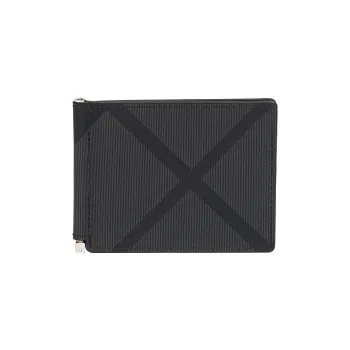 Burberry Leather Card Holder Wallets Men's Gray