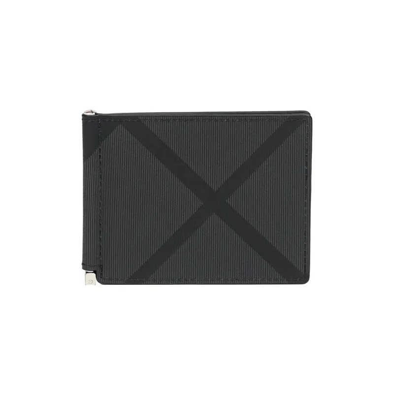 Burberry Leather Card Holder Wallets Men's Gray-0