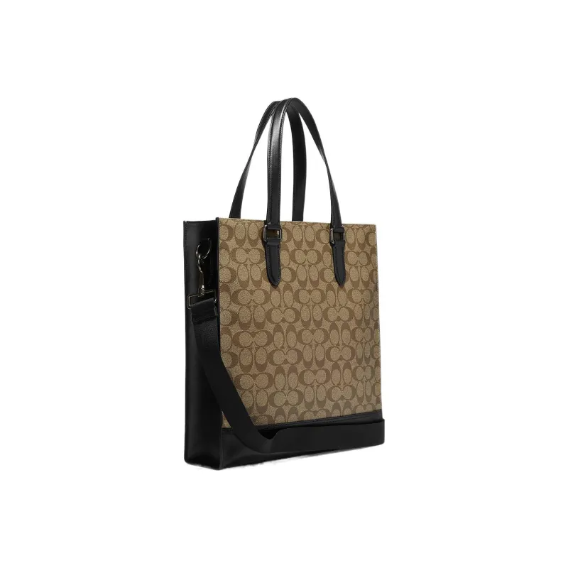 COACH Graham Canvas With Leather Tote Bag Shopping Bag Shoulder Bag Crossbody Bag Handbag Women's Brown-1