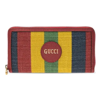 GUCCI Baiadera Fabric With Leather Wallet Unisex Multicolor