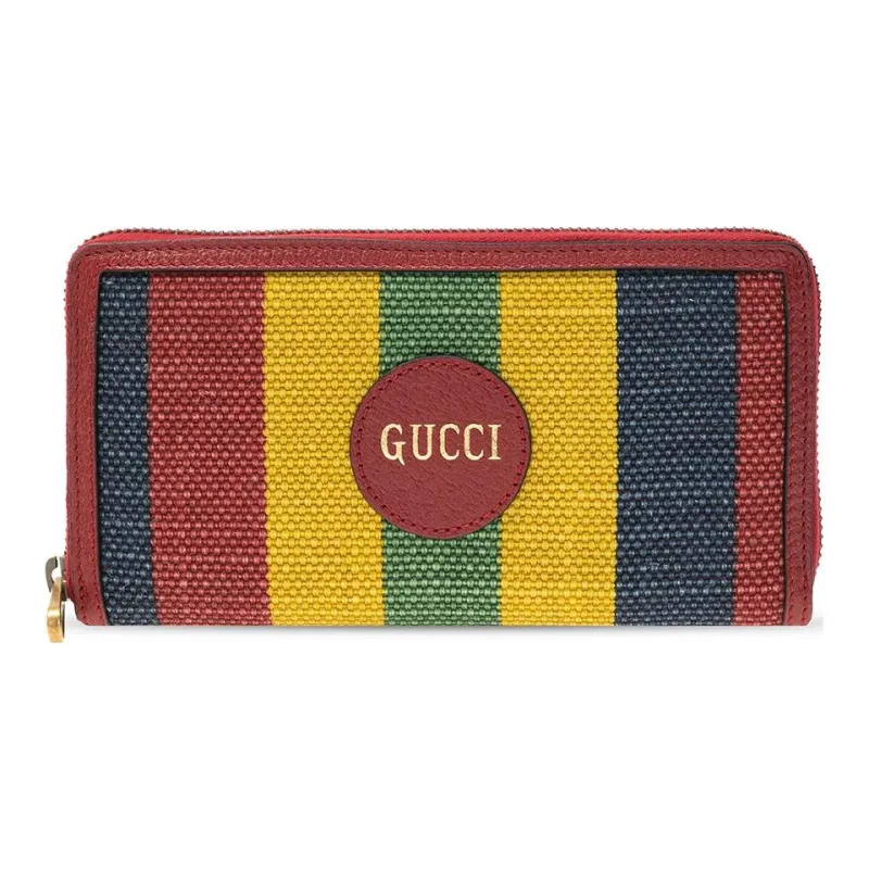 GUCCI Baiadera Fabric With Leather Wallet Unisex Multicolor-0