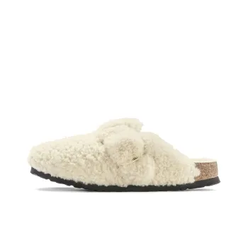 Birkenstock Boston Big Buckle Shearling Narrow Fit 'Eggshell' Women's
