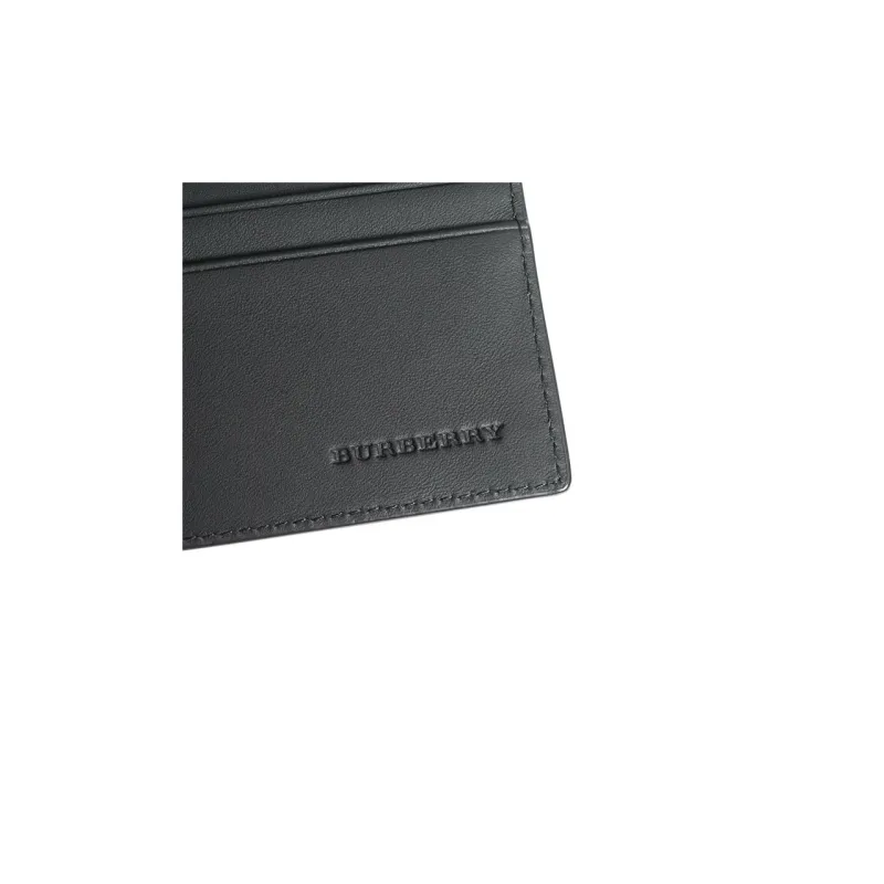 Burberry Leather Card Holder Wallets Men's Gray-6