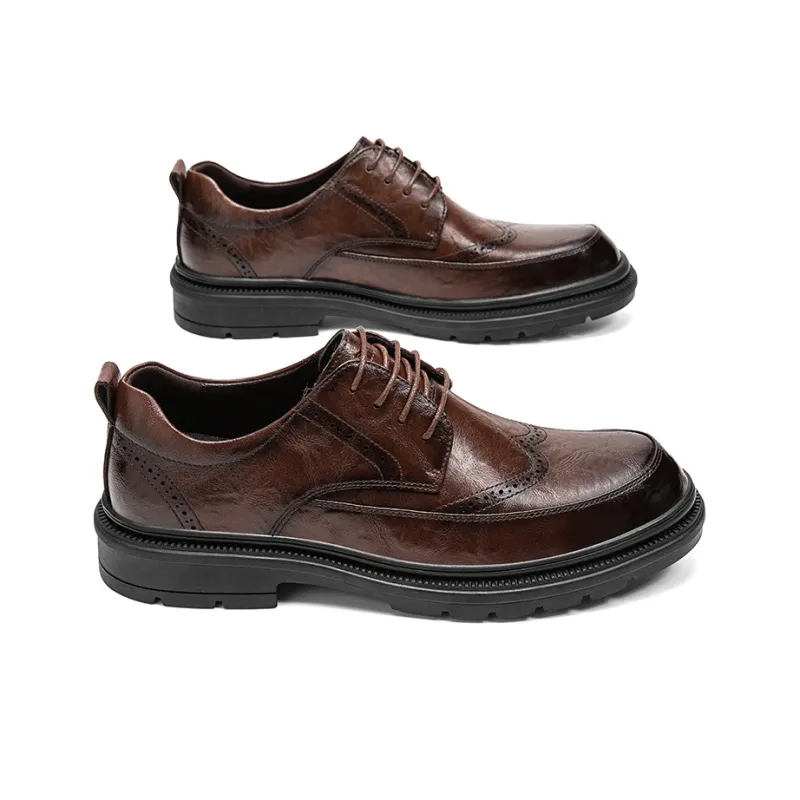 G.N.SHIJIA Dress Shoes Men Low Top Black/Brown-3