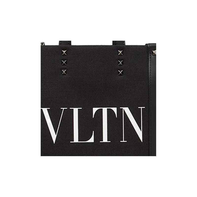 Valentino Canvas Handbag Mini Men's Black/White-3