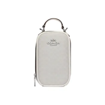 COACH Eva Coated Canvas With Smooth Leather Cell Phone Pouch Shoulder Bag Crossbody Bag Mini Women's White