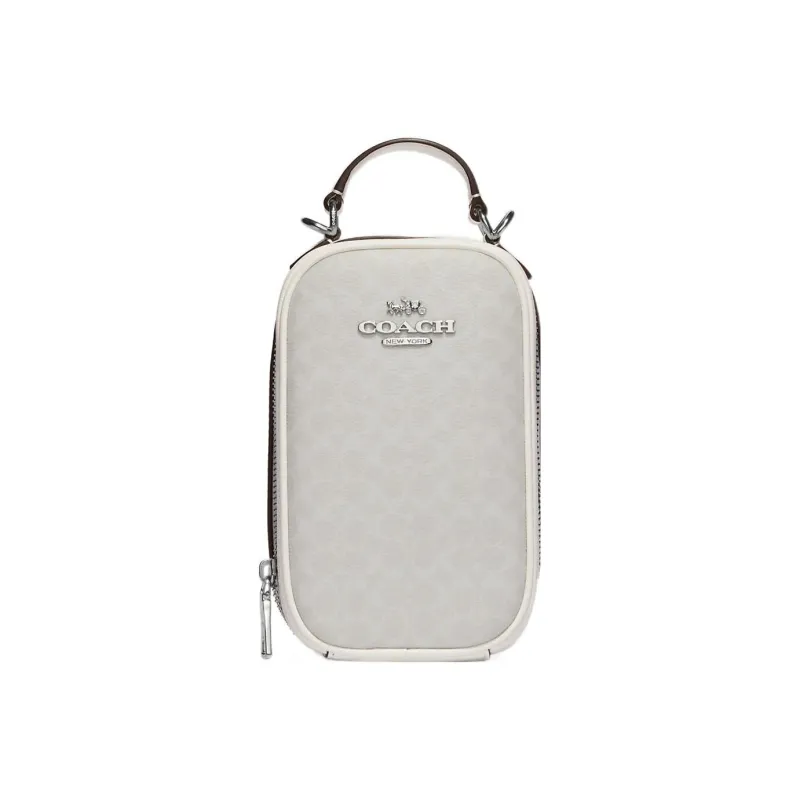 COACH Eva Coated Canvas With Smooth Leather Cell Phone Pouch Shoulder Bag Crossbody Bag Mini Women's White-0
