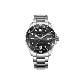 Fiyta Ocean Express Automatic Mechanical Movement Stainless Steel Strap Watch Men's Watches Black Dial