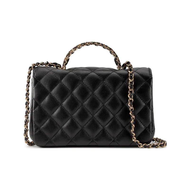 CHANEL Lambskin Chain Bag, Shoulder Bag, Crossbody Bag Mini Women's Black-2