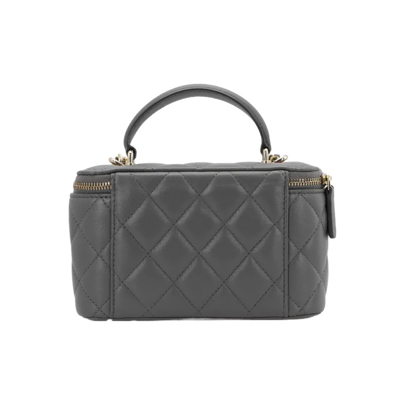 CHANEL 22A Early Autumn Sheepskin Box Bag, Shoulder Bag, Crossbody Bag, Handbag Women's Gray-3