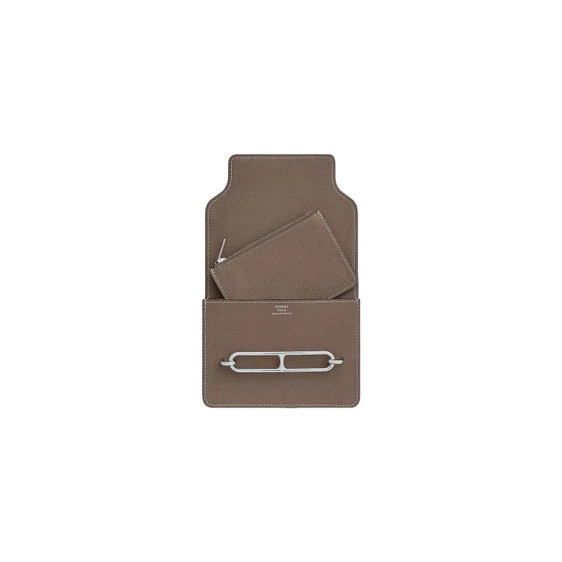 HERMES Roulis Evercolor Calfskin Pig Nose Bag Wallet Women's 18Etoupe Elephant Gray-2