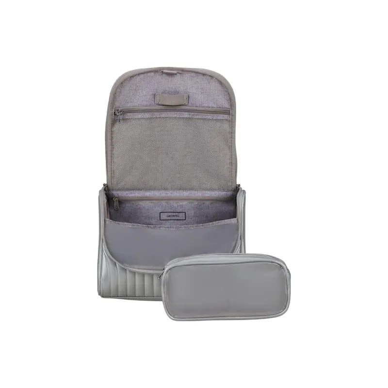 SAMSONITE C-LITE Polyurethane Dome Bag Handbag Travel Toiletry Bag Small Size Unisex Silver-6