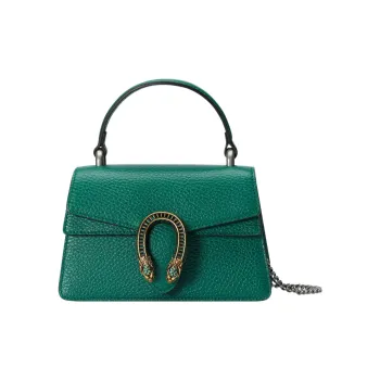 GUCCI Dionysus Leather Shoulder Bag, Crossbody Bag, Handbag Mini Women's Dark Green