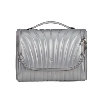 SAMSONITE C-LITE Polyurethane Dome Bag Handbag Travel Toiletry Bag Small Size Unisex Silver