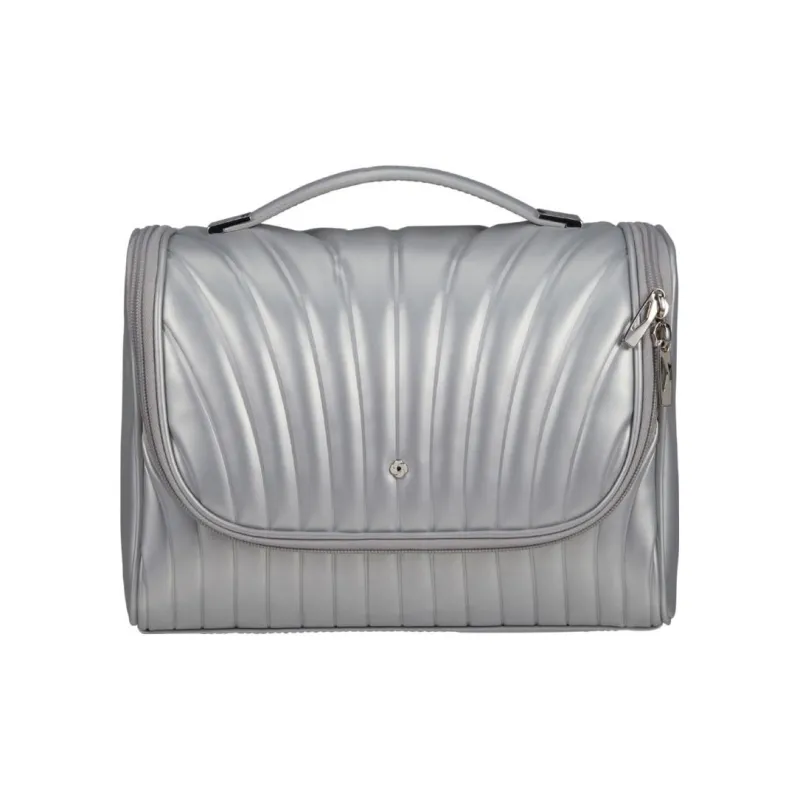 SAMSONITE C-LITE Polyurethane Dome Bag Handbag Travel Toiletry Bag Small Size Unisex Silver-0