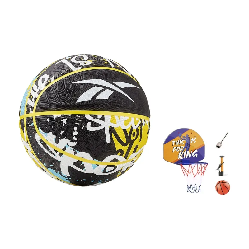 Reebok Rubber Basketball Black Yellow Size 7 Training Unisex-13