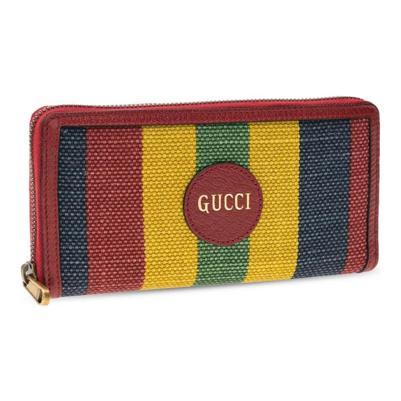 GUCCI Baiadera Fabric With Leather Wallet Unisex Multicolor-1