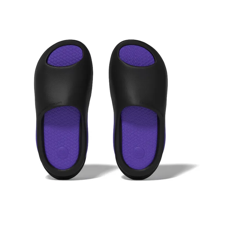 CHIKOKU Slide Slippers Unisex Black Upper Purple Sole/White Outer Black Base/Green Base With Blue Pattern/Pink Base With Purple Pattern/Titanium Black-2