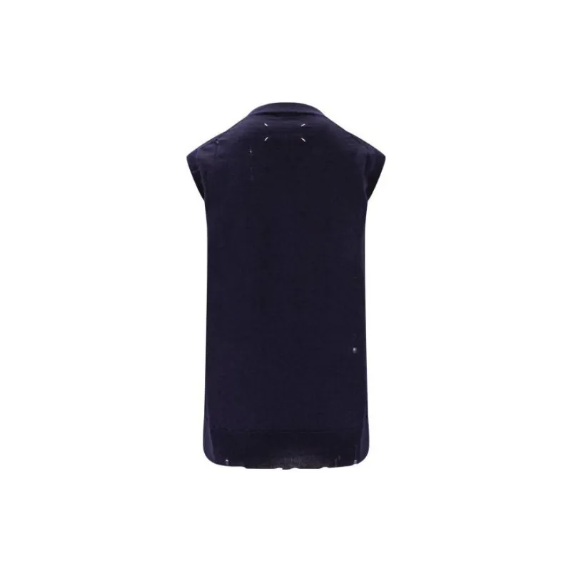 Maison Margiela Logo Embroidered V Neck Knitted Vest-1