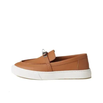 HERMES Calfskin Women's Casual Shoes Women's Khaki, Black