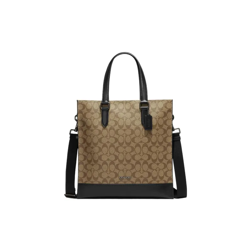 COACH Graham Canvas With Leather Tote Bag Shopping Bag Shoulder Bag Crossbody Bag Handbag Women's Brown-0
