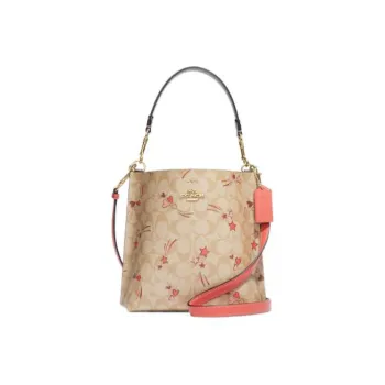 COACH Mollie Cow Leather Bucket Bag Handbag Shoulder Bag Crossbody Bag Small Size Women's Khaki