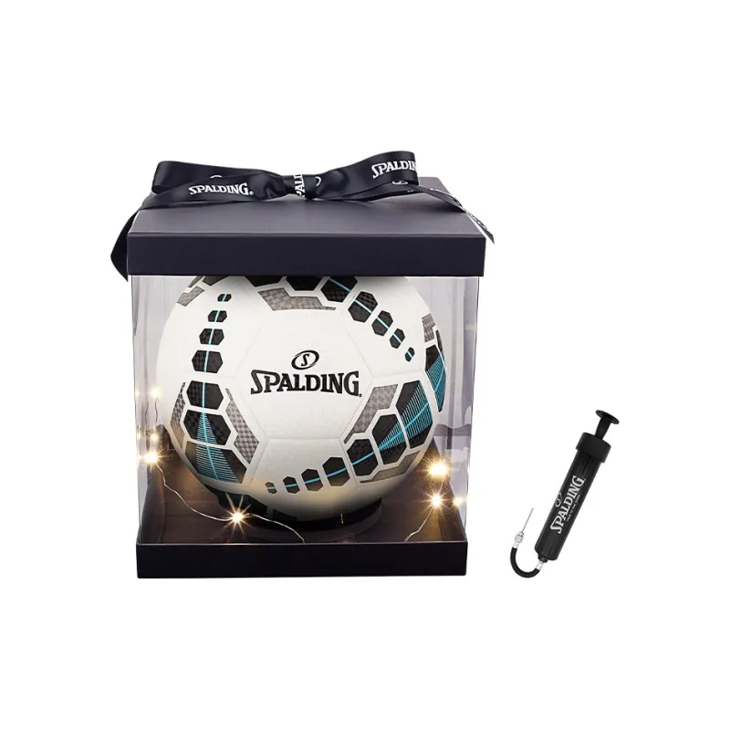 SPALDING Competition Balls Size 5 Soccer PU Hand Stitched Soccer Ball Unisex White Blue Black-5