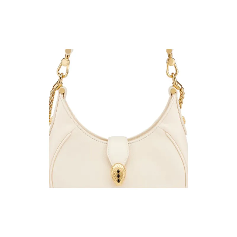 BVLGARI Serpenti Ellipse Cow Leather Shoulder Bag, Handbag, Crossbody Bag, Shoulder Bag Women's Ivory White-4