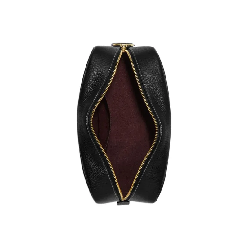 COACH Ellis Recycled Nylon Twill Refined Pebbled Leather Clutch Makeup Bag Women's Black-4