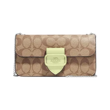 COACH Morgan Canvas With Leather Baguette Bag Shoulder Bag Crossbody Bag Small Size Women's Brown