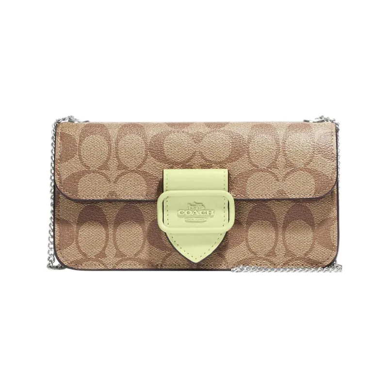 COACH Morgan Canvas With Leather Baguette Bag Shoulder Bag Crossbody Bag Small Size Women's Brown-0