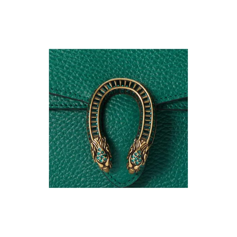 GUCCI Dionysus Leather Shoulder Bag, Crossbody Bag, Handbag Mini Women's Dark Green-8