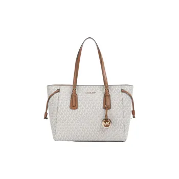 MICHAEL KORS Voyager Cow Leather Tote Bag Shopping Bag Shoulder Bags Medium Size Women's Vanilla White