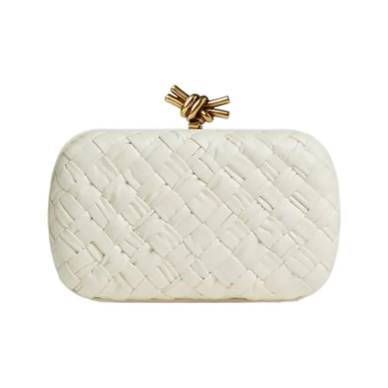 Bottega Veneta Knot Foulard Intrecciato Minaudiere On Strap Bone-1