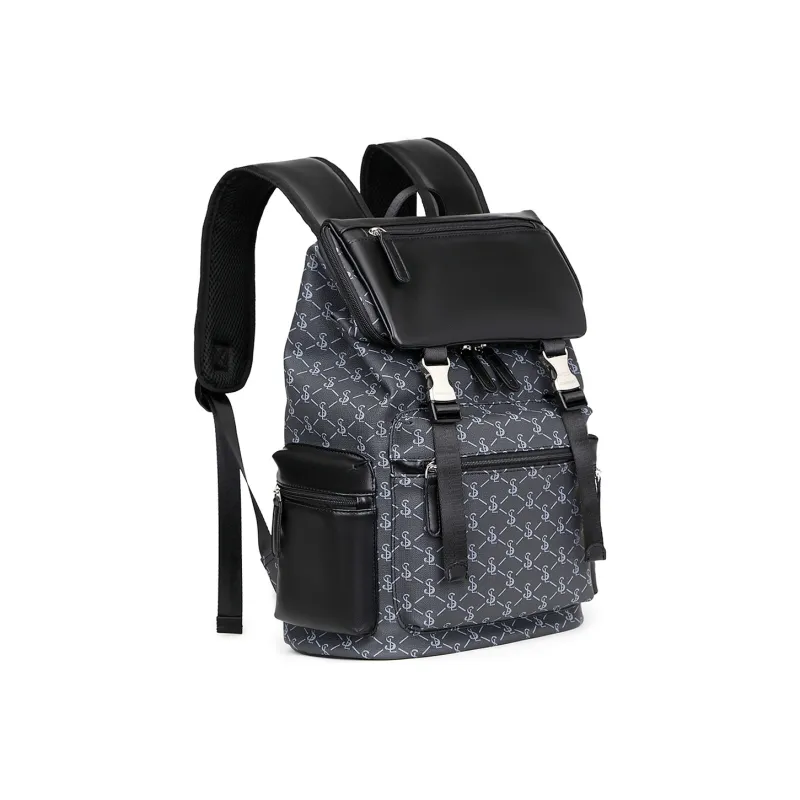Slazenger Soft Leather Backpack Regular Unisex Pattern Black-1