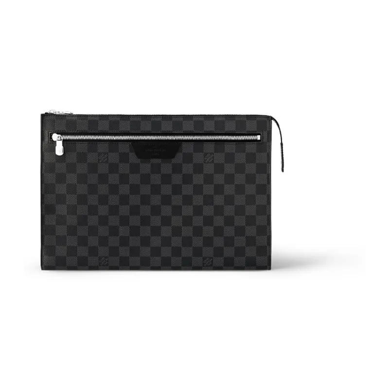 LOUIS VUITTON Graphite Canvas Clutch Regular Men's Black-0