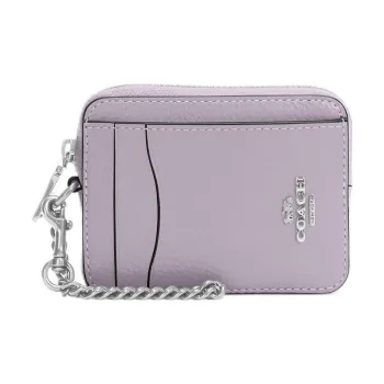 COACH Leather Card Holder Card Holder Women's Taro Purple