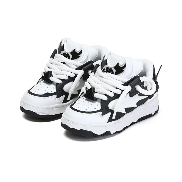 YJ Stylish Skateboarding Shoes Unisex Black White-2