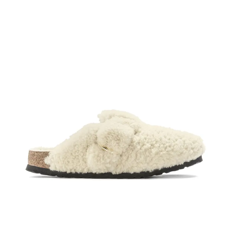 Birkenstock Boston Big Buckle Shearling Narrow Fit 'Eggshell' Women's-1