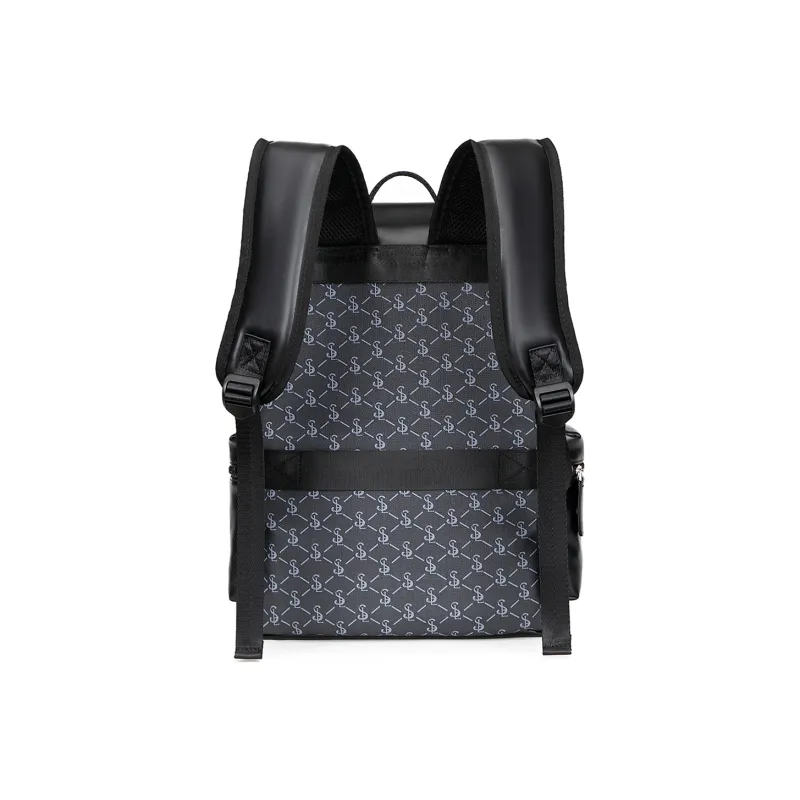 Slazenger Soft Leather Backpack Regular Unisex Pattern Black-2