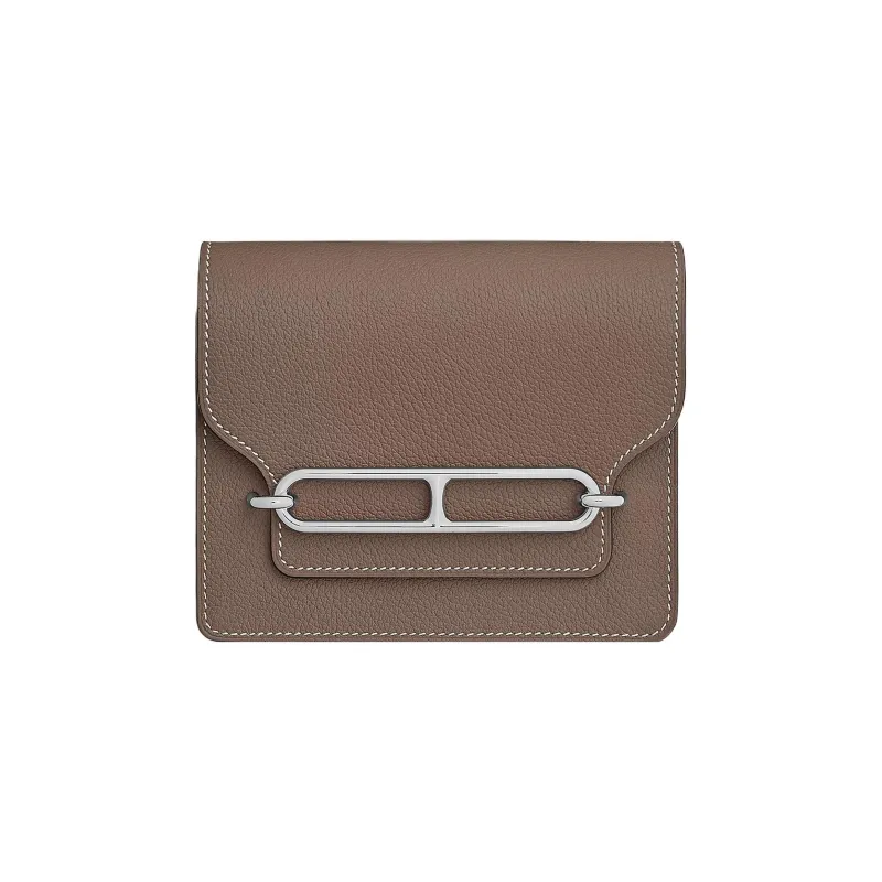 HERMES Roulis Evercolor Calfskin Pig Nose Bag Wallet Women's 18Etoupe Elephant Gray-0