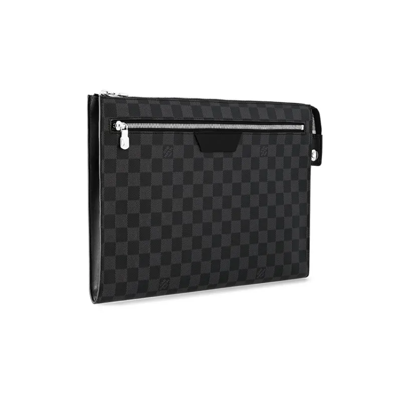 LOUIS VUITTON Graphite Canvas Clutch Regular Men's Black-1