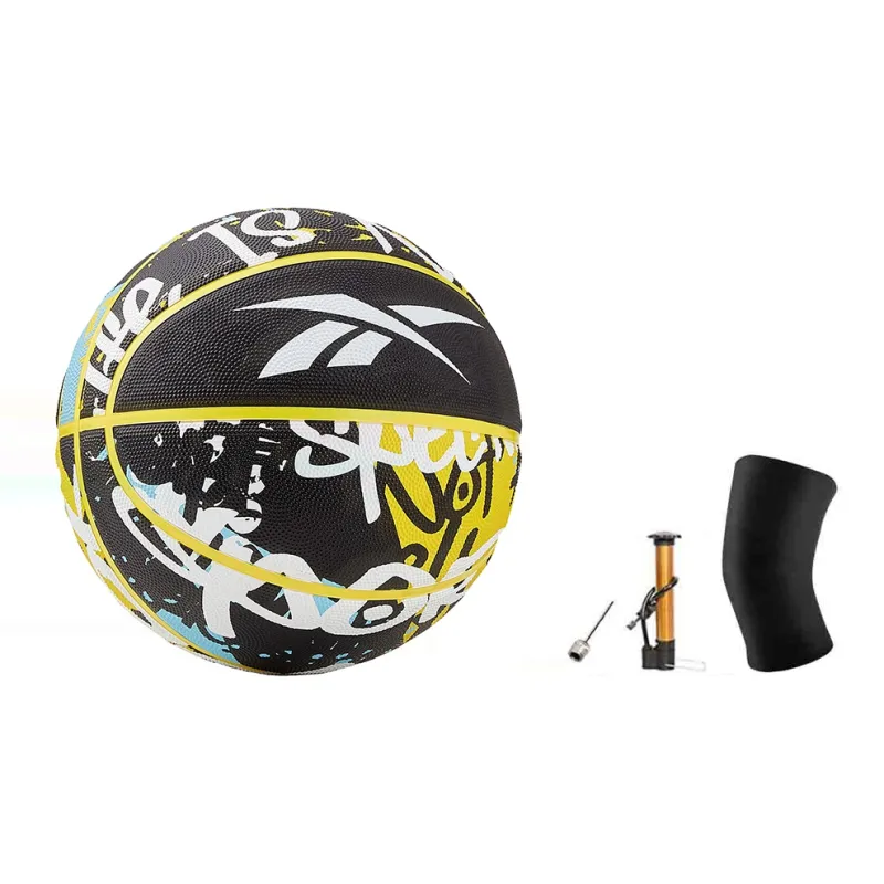 Reebok Rubber Basketball Black Yellow Size 7 Training Unisex-12