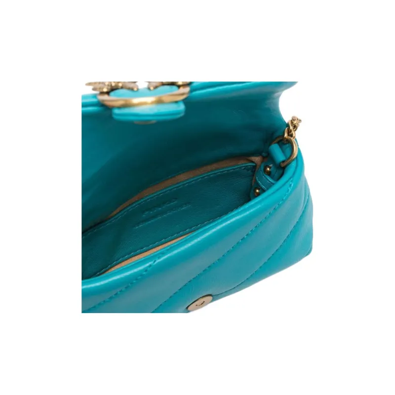 PINKO Sheepskin Shoulder Bag, Crossbody Bag Extra Mini Women's Turquoise Blue Green-4