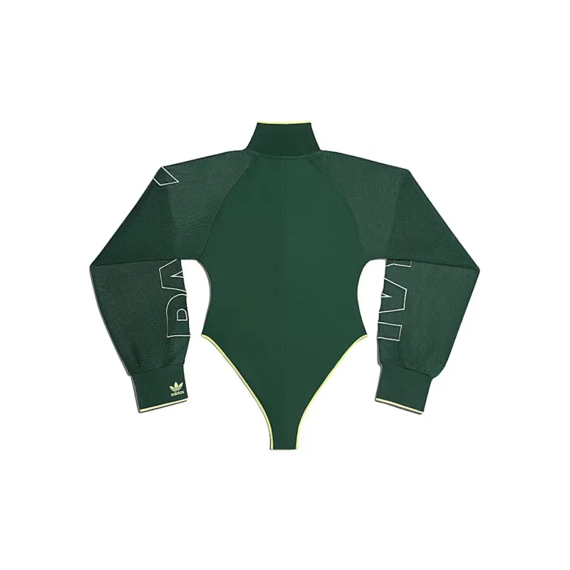 Adidas Ivy Park Mesh Sleeve Bodysuit Dark Green/Hi Res Yellow-1