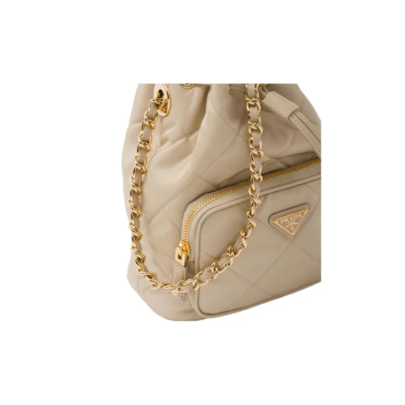 PRADA Nylon Bucket Bag Portable Crossbody Bag Shoulder Bag Women's Desert Beige-3